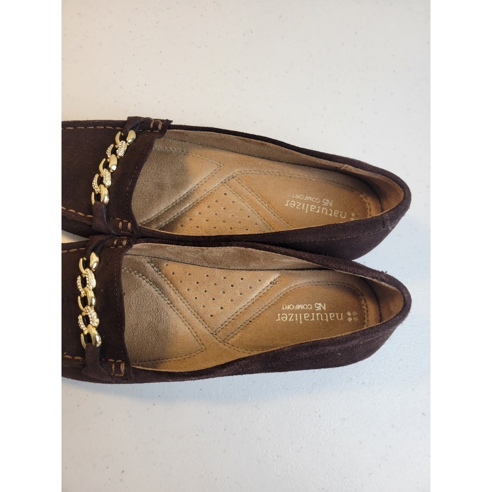Naturalizer Kaptain Loafers Chain Suede Oxford Flats Brown Womens Size 9.5 - Picture 10 of 12